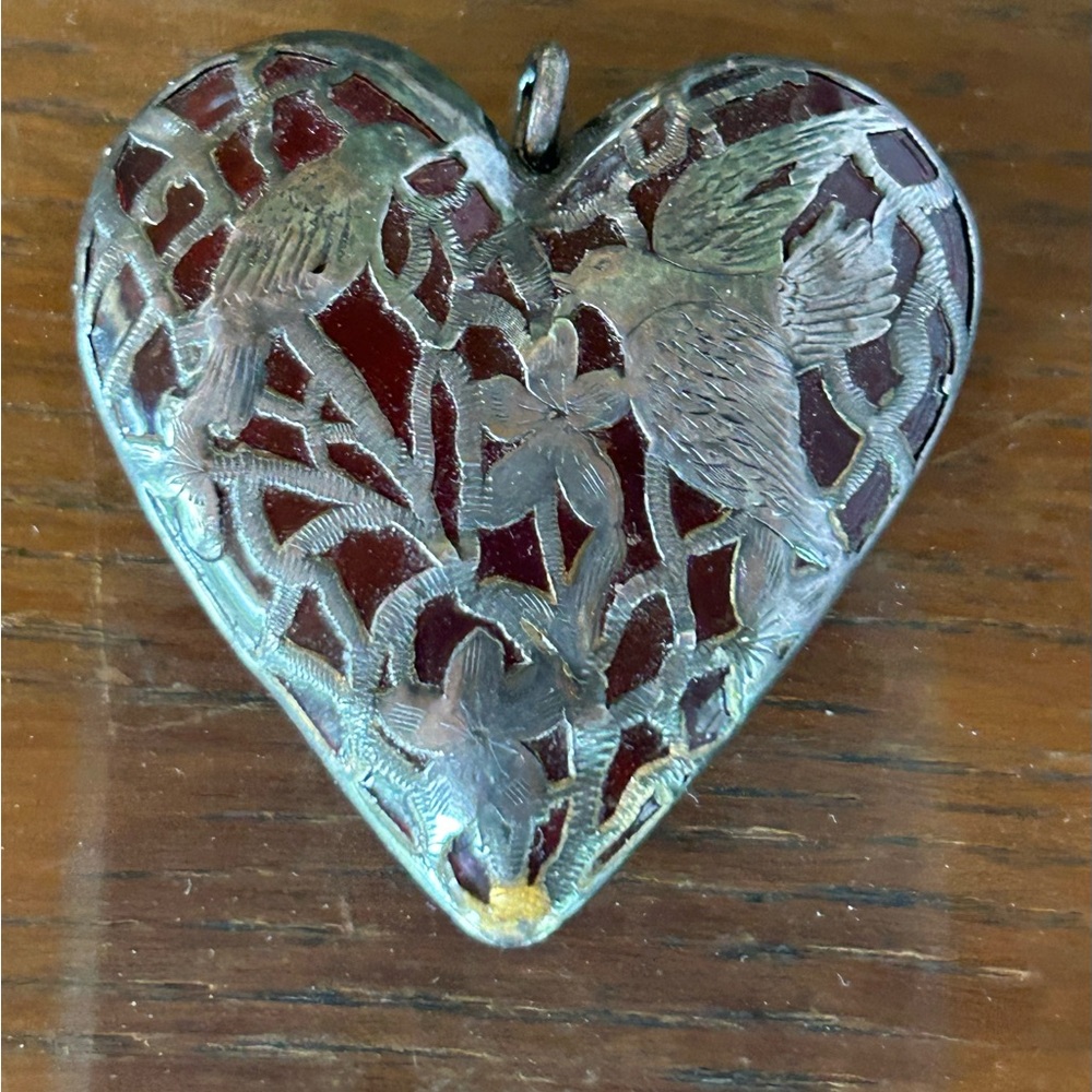 Antique Edwardian Sterling Silver Heart Pendant